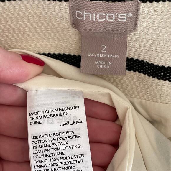 NWOT Chico’s Cream Striped Open Front Jacket Blazer - Picture 9 of 10